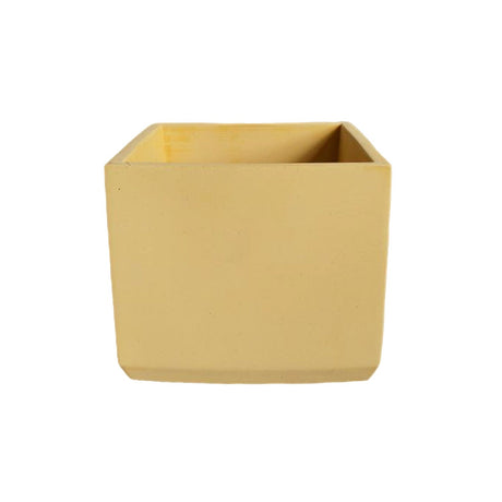 Matera de mesa Eloisa Amarillo 15x15cm de Cemento Cuadrado de 3.4 Litros - Jardineria | Bylmo