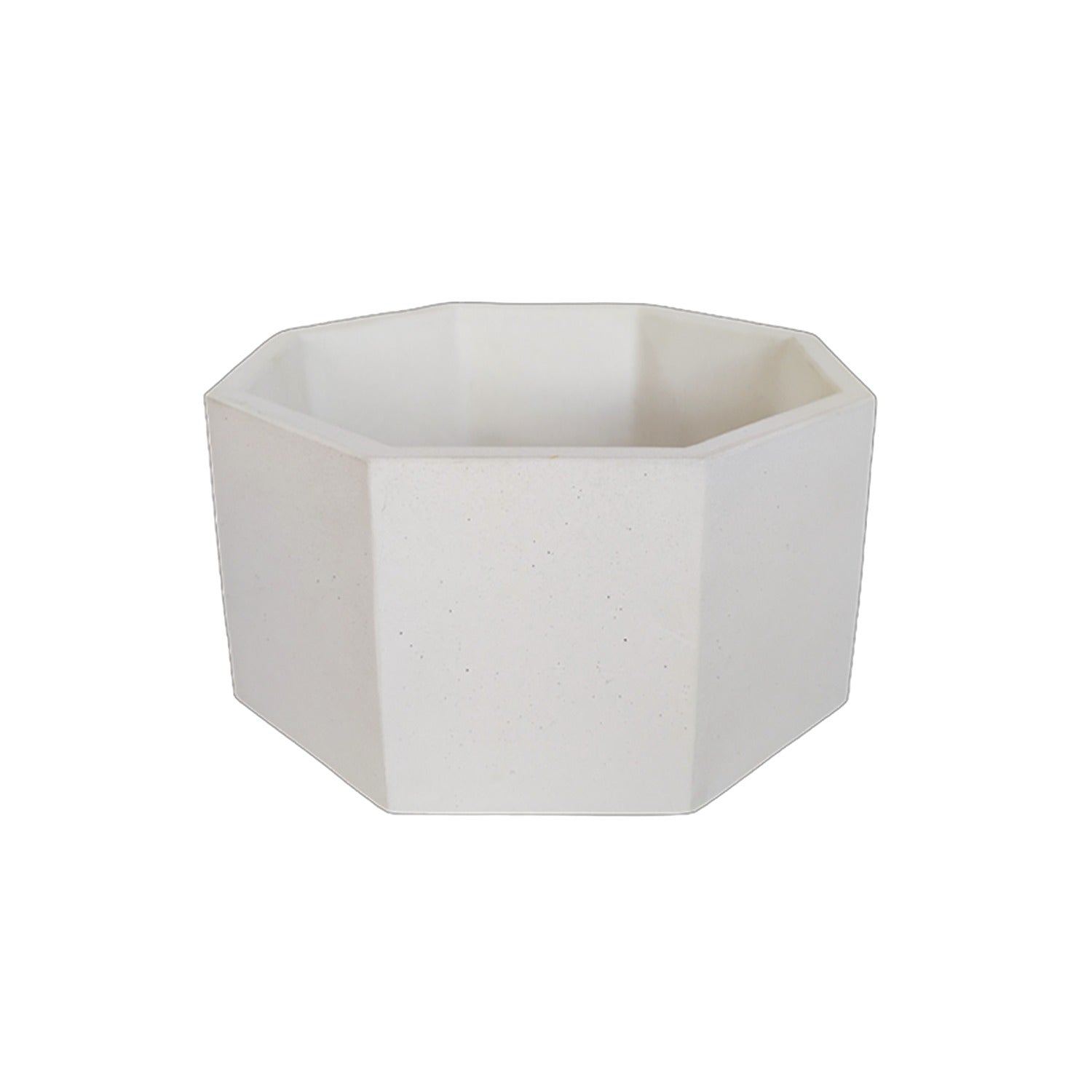 Matera de mesa Terrario Blanco 18x9cm de Cemento Octagonal de 3.5 Litros - Jardineria | Bylmo