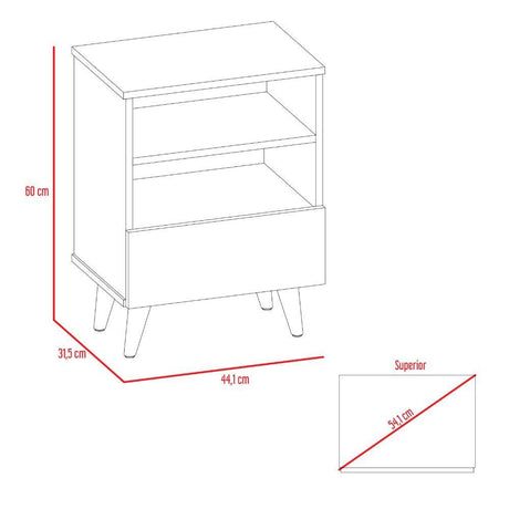 Mesa Alina Miel y Blanco 44 cm con Una Puerta - Mesas | Bylmo