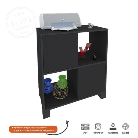 Biblioteca Kuad Negro 67x76cm Rectangular con Cuatro Compartimientos - Mesas | Bylmo