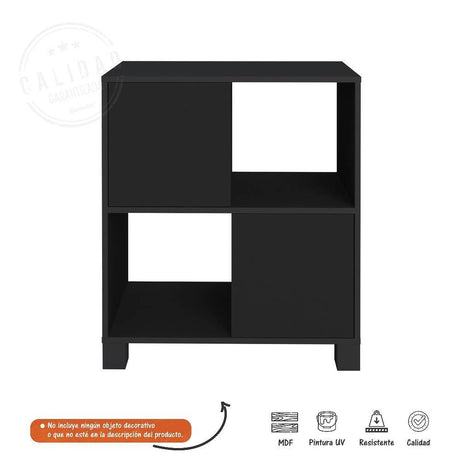Biblioteca Kuad Negro 67x76cm Rectangular con Cuatro Compartimientos - Mesas | Bylmo