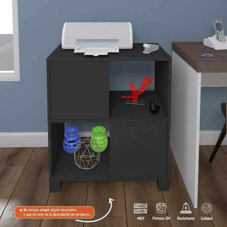 Biblioteca Kuad Negro 67x76cm Rectangular con Cuatro Compartimientos - Mesas | Bylmo