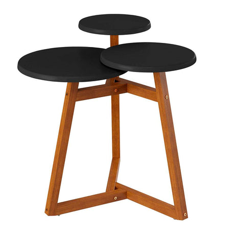 Mesa Buk Almendra y Negro 64 cm Redondas - Mesas | Bylmo