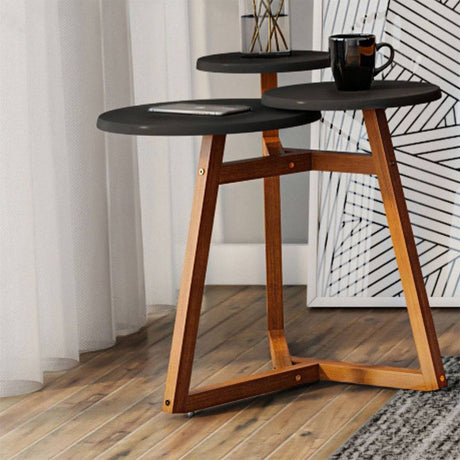 Mesa Buk Almendra y Negro 64 cm Redondas - Mesas | Bylmo