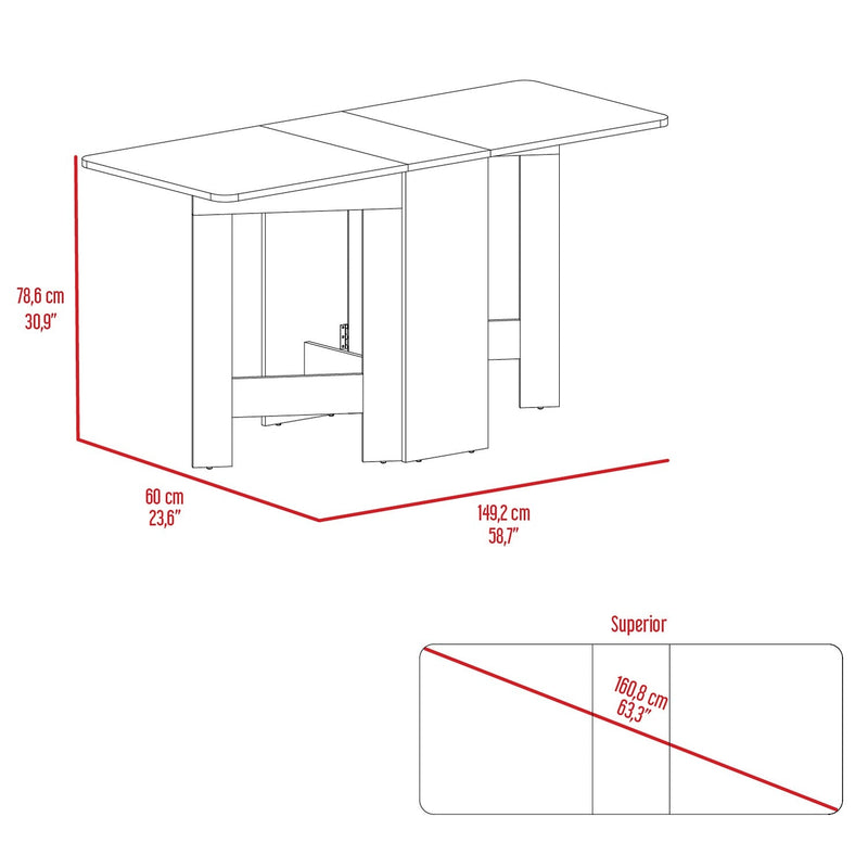 Mesa Auxiliar Gateleg Blanco 60 cm Rectangular Plegable