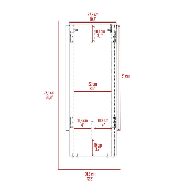 Mesa Auxiliar Gateleg Blanco 60 cm Rectangular Plegable