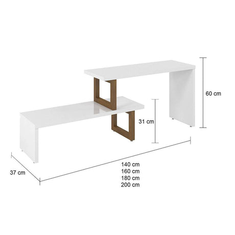 Mesa Glam Almendra y Blanco 140 cm Transformable - Mesas | Bylmo
