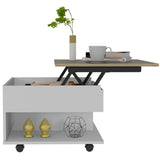 Mesa de Centro Luanda Blanco 55x39.1cm Rectangular Transformable Con Ruedas - Mesas | Bylmo