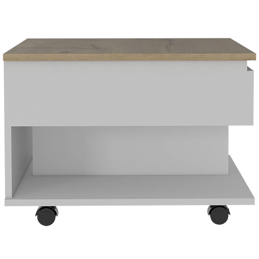 Mesa de Centro Luanda Blanco 55x39.1cm Rectangular Transformable Con Ruedas - Mesas | Bylmo