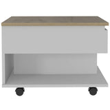 Mesa de Centro Luanda Blanco 55x39.1cm Rectangular Transformable Con Ruedas - Mesas | Bylmo