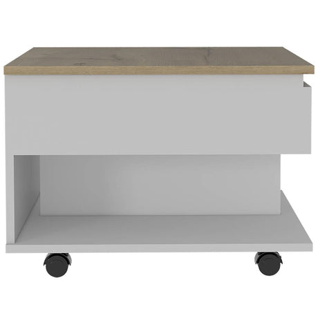 Mesa de Centro Luanda Blanco 55x39.1cm Rectangular Transformable Con Ruedas - Mesas | Bylmo