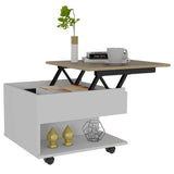 Mesa de Centro Luanda Blanco 55x39.1cm Rectangular Transformable Con Ruedas - Mesas | Bylmo