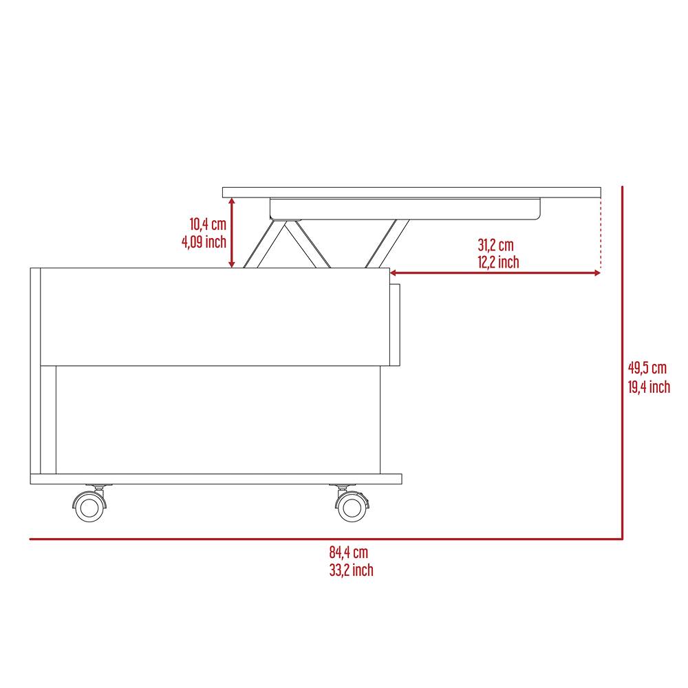 Mesa de Centro Luanda Blanco 55x39.1cm Rectangular Transformable Con Ruedas - Mesas | Bylmo