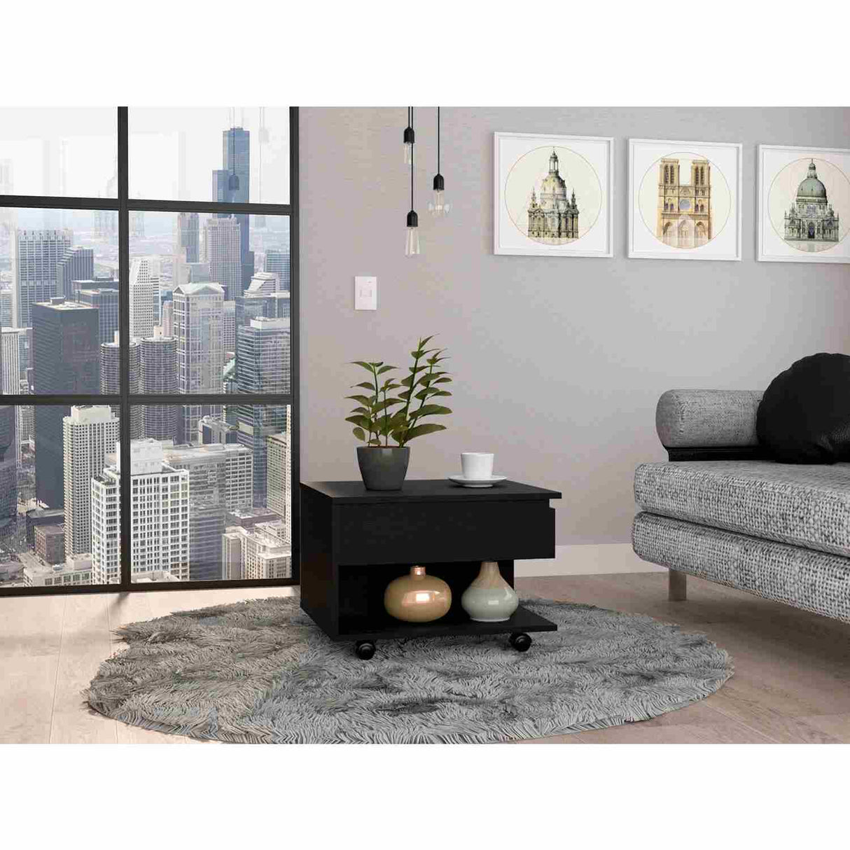 Mesa Auxiliar Luanda Wengue 55 cm Rectangular Extensible con Rodachines - Mesas Auxiliares | Bylmo