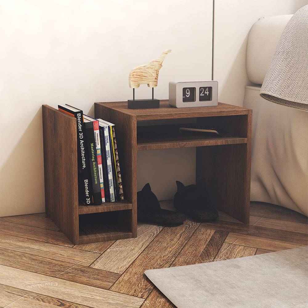 Mesa Auxiliar Pula Nogal 35 cm Multifuncional - Mesas Auxiliares | Bylmo