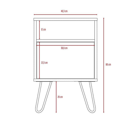 Mesa de Noche Vassel Miel y Plomo 40 cm con Una Puerta - Mesas | Bylmo
