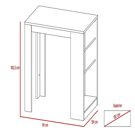 Mesa bar Syrah Wengue 91x106cm sin Cajones y sin Portabotellas - Bares | Bylmo