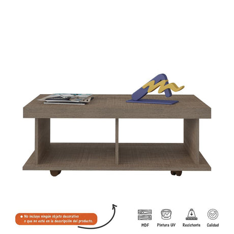 Mesa de Centro Dunas Cafe 90x35cm Rectangular con Ruedas - Mesas | Bylmo