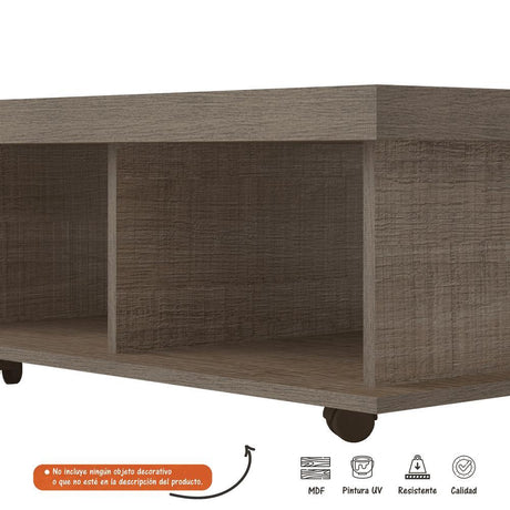 Mesa de Centro Dunas Cafe 90x35cm Rectangular con Ruedas - Mesas | Bylmo