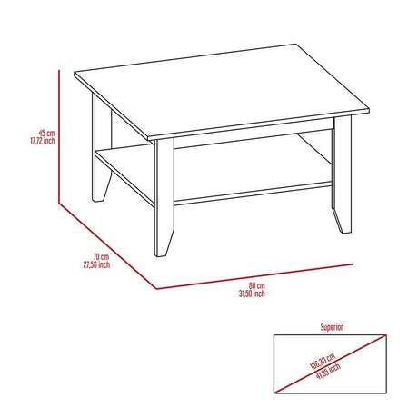 Mesa de Centro Essential Plus Wengue 80x45cm Rectangular con Patas y con Compartimientos - Mesas | Bylmo
