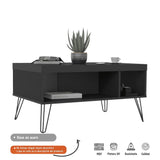Mesa de Centro Liberty Negro 91x46.5cm Rectangular con Patas y con Compartimientos - Mesas | Bylmo