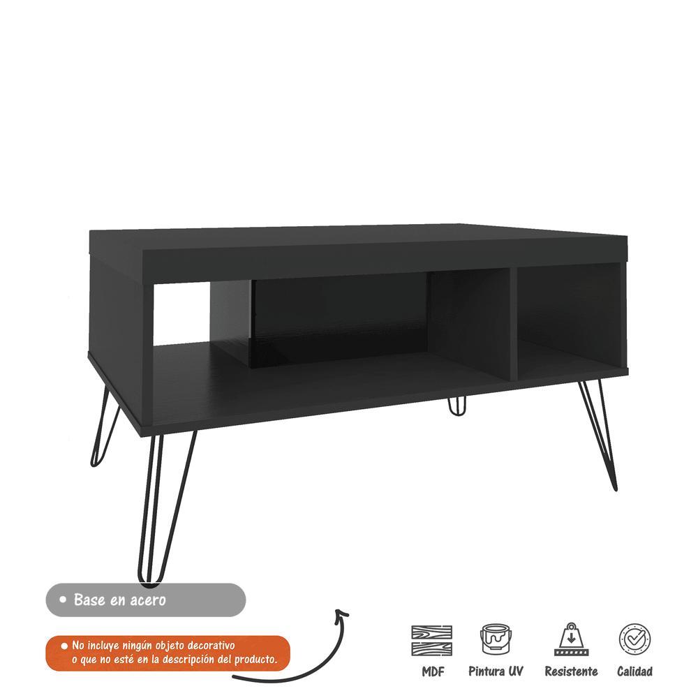 Mesa de Centro Liberty Negro 91x46.5cm Rectangular con Patas y con Compartimientos - Mesas | Bylmo