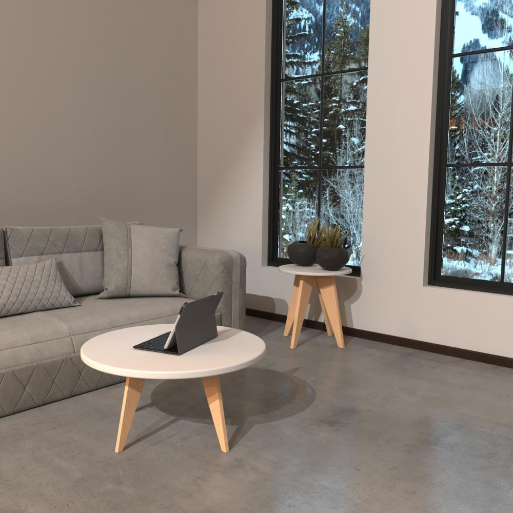 Mesa de Centro Neusa Blanco 60x34cm Circular con Patas - Mesas | Bylmo