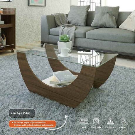 Mesa de Centro Onda Almendra 82x36cm Cuadrado - Mesas | Bylmo