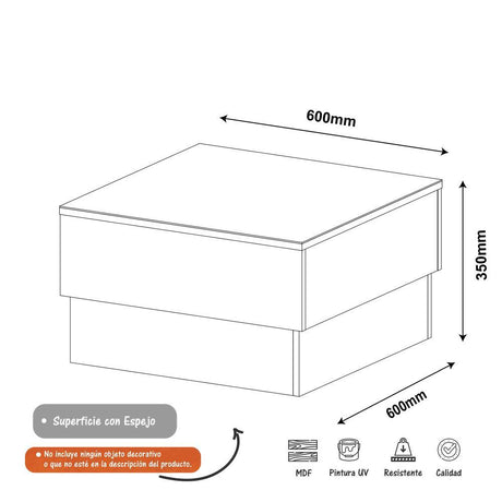 Mesa de Centro Parati Blanco 60x35cm Cuadrado - Mesas | Bylmo