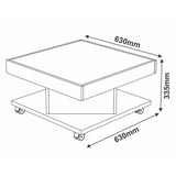 Mesa de Centro Almendra y Negro 63x33.5cm Cuadrado Con Ruedas - Mesas | Bylmo