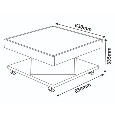 Mesa de Centro Almendra y Negro 63x33.5cm Cuadrado Con Ruedas - Mesas | Bylmo