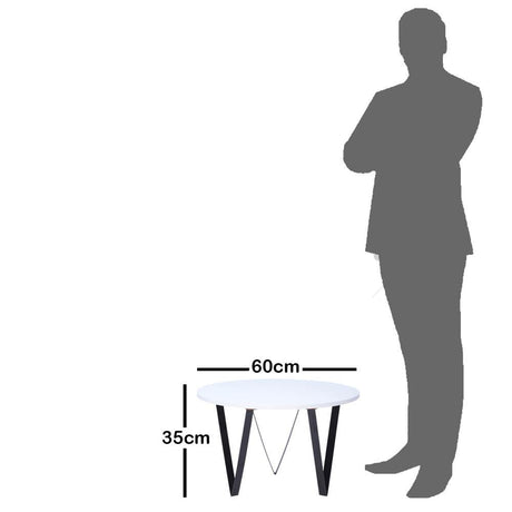 Mesa de Centro Vitory Blanco 60x36cm Circular con Patas Metálicas - Mesas | Bylmo