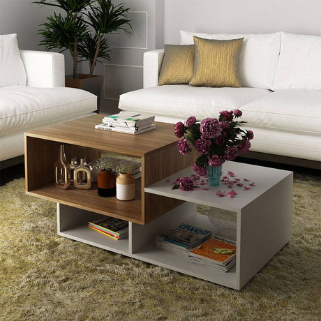 Mesa Albacete Cafe y Blanco 110 cm - Mesas | Bylmo