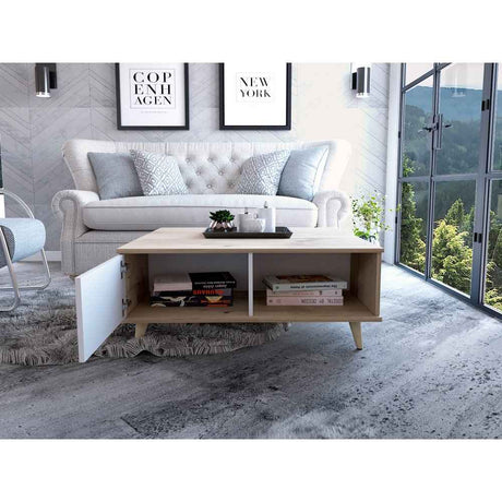 Mesa Alina Duna y Blanco 95 cm con Una Puerta - Mesas | Bylmo