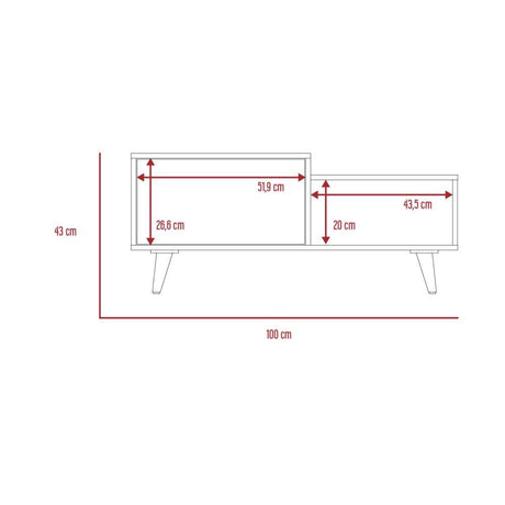 Mesa de Centro Bora Rovere y Blanco 100x43cm Rectangular Con Patas - Mesas | Bylmo