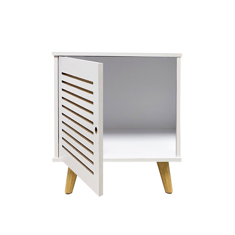 Mesa de Noche Tolu Blanco 40 cm con Una Puerta - Mesas de Noche | Bylmo