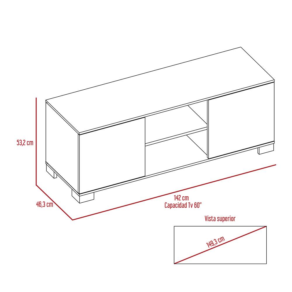 Rack Aurora Blanco 142 cm con Dos Puertas - Muebles para TV | Bylmo