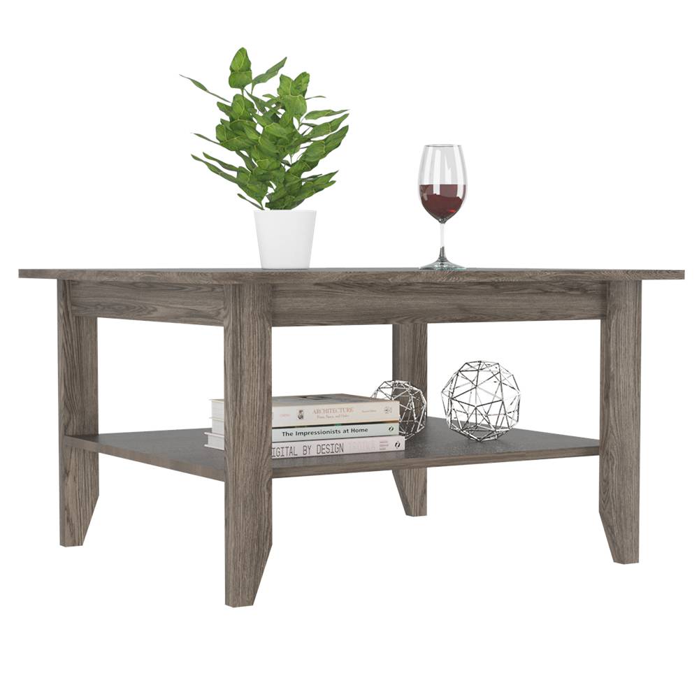Mesa de Centro Essential Coñac 80x45cm Rectangular con Patas y con Compartimientos - Mesas | Bylmo