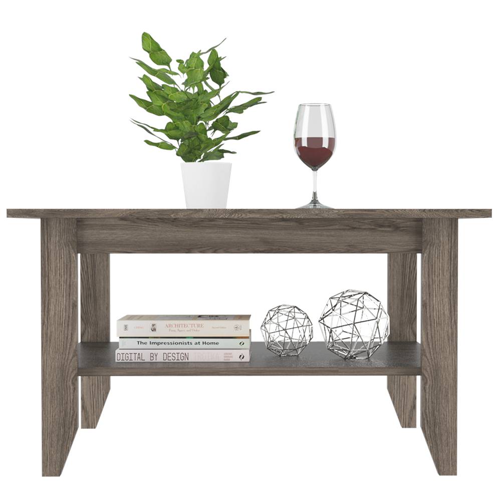 Mesa de Centro Essential Coñac 80x45cm Rectangular con Patas y con Compartimientos - Mesas | Bylmo