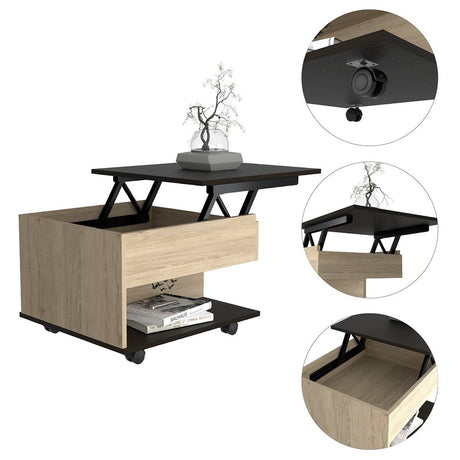 Mesa de Centro Rovere 55x39cm Rectangular Transformable Con Ruedas - Mesas | Bylmo