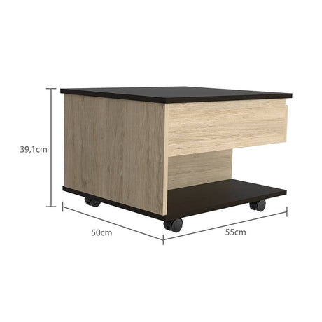 Mesa de Centro Rovere 55x39cm Rectangular Transformable Con Ruedas - Mesas | Bylmo