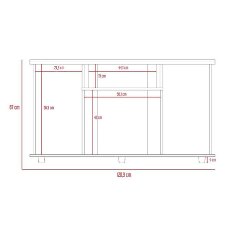 Mesa para TV Lannes Rovere 121x67cm Para TV Hasta 50 Pulgadas sin Cajones y con Patas - Muebles para TV | Bylmo