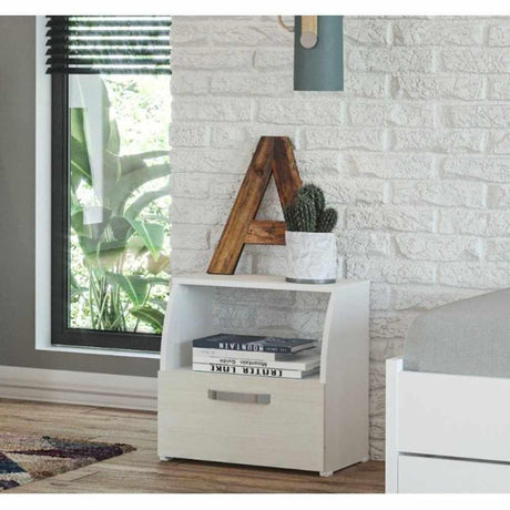 Mesa de Noche x 2 Campiña Blanco 45.4x49.3cm con Un Cajón y con Un Compartimiento - Mesas de Noche | Bylmo