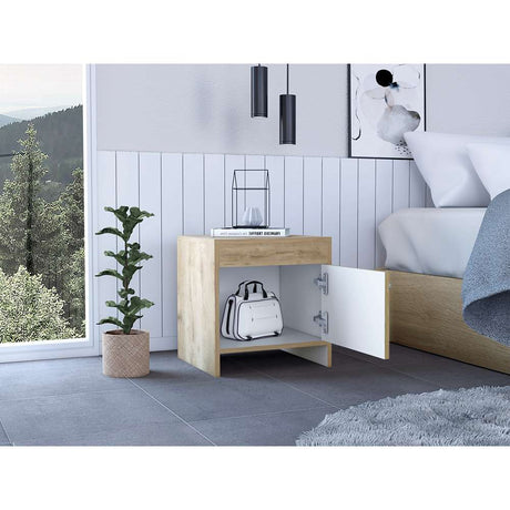 Mesa de Noche Colore Macadamia 40x41.6cm con Una Puerta - Mesas de Noche | Bylmo