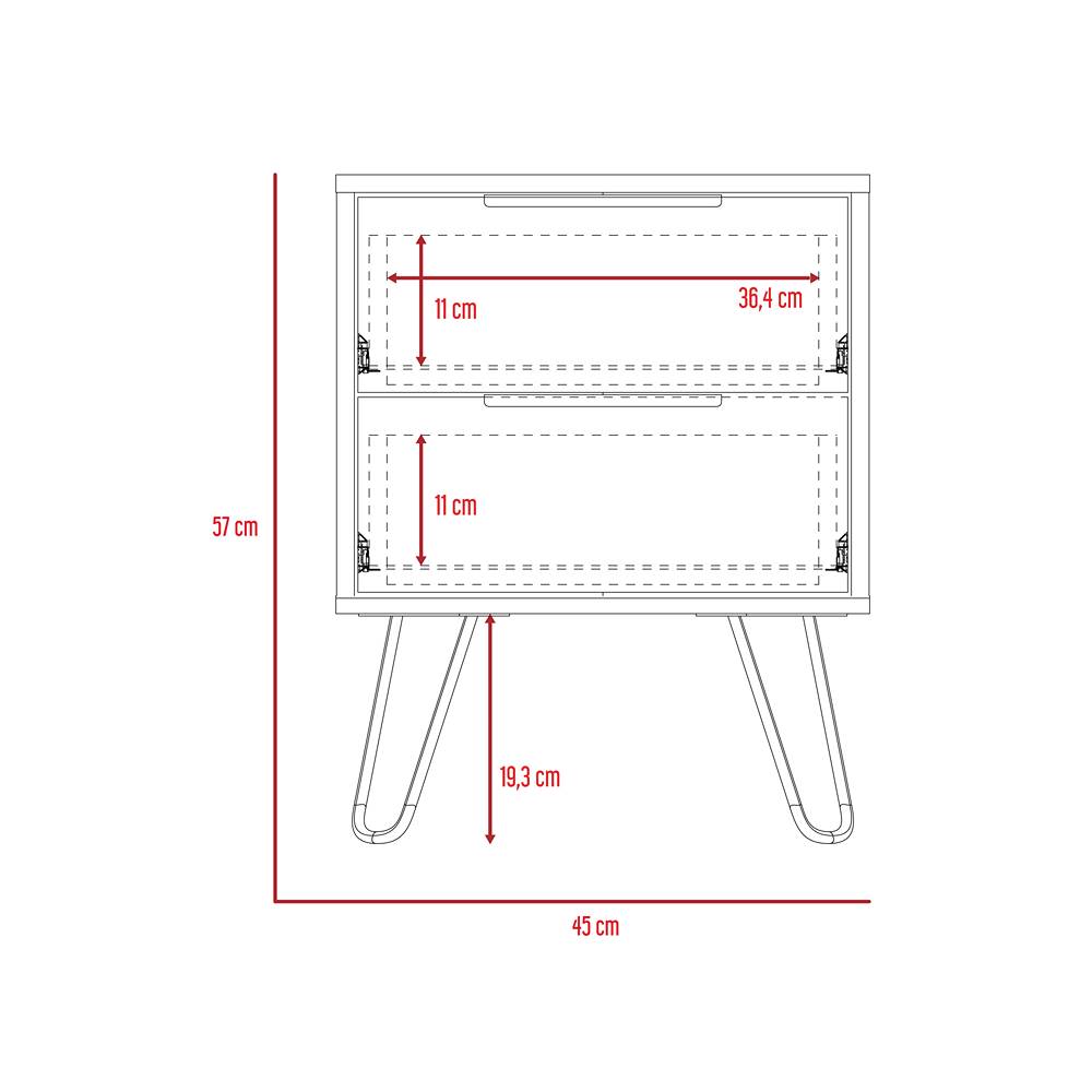Mesa de Noche Concept D Duna 45x57cm con Dos Cajones - Mesas de Noche | Bylmo