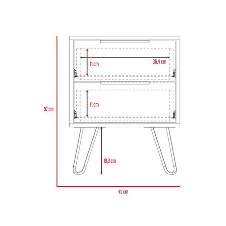 Mesa de Noche Concept D Duna 45x57cm con Dos Cajones - Mesas de Noche | Bylmo