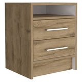 Mesa de Noche Eter Macadamia 40x50.7cm con Dos Cajones y con Un Compartimiento - Mesas de Noche | Bylmo