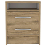 Mesa de Noche Eter Macadamia 40x50.7cm con Dos Cajones y con Un Compartimiento - Mesas de Noche | Bylmo