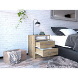 Mesa de Noche Eter Macadamia 40x50.7cm con Dos Cajones y con Un Compartimiento - Mesas de Noche | Bylmo