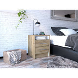 Mesa de Noche Eter Macadamia 40x50.7cm con Dos Cajones y con Un Compartimiento - Mesas de Noche | Bylmo